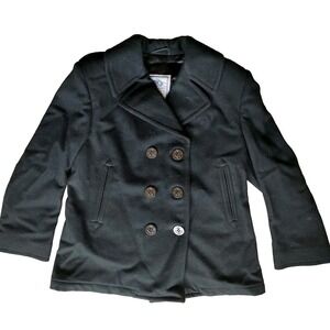 DSCP United States Navy Women's Black Peacoat Wool Jacket Size 12 Short
